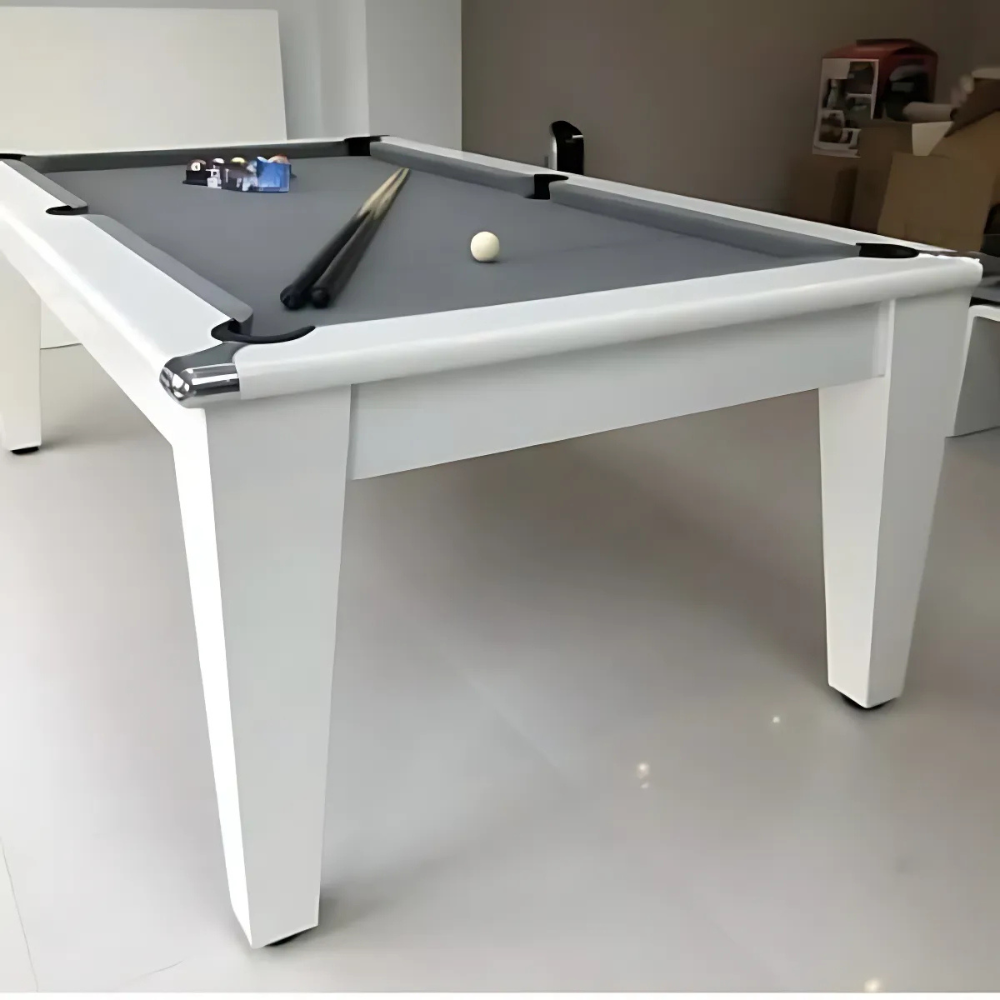 Classic Slate Bed Pool Dining Table | White | Strachan 777 Grey Cloth
