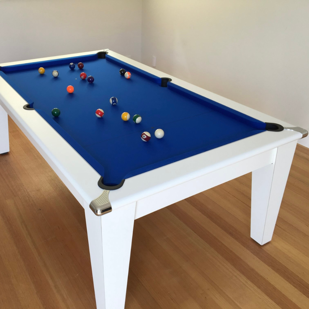 Classic Slate Bed Pool Dining Table | White | Smart Royal Blue Cloth