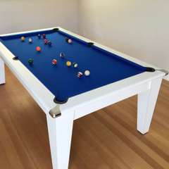 Classic Slate Bed Pool Dining Table | White | Smart Royal Blue Cloth