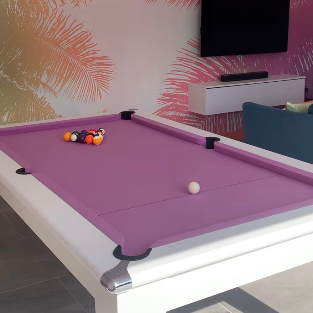 Classic Slate Bed Pool Dining Table | White | Smart Pink Cloth