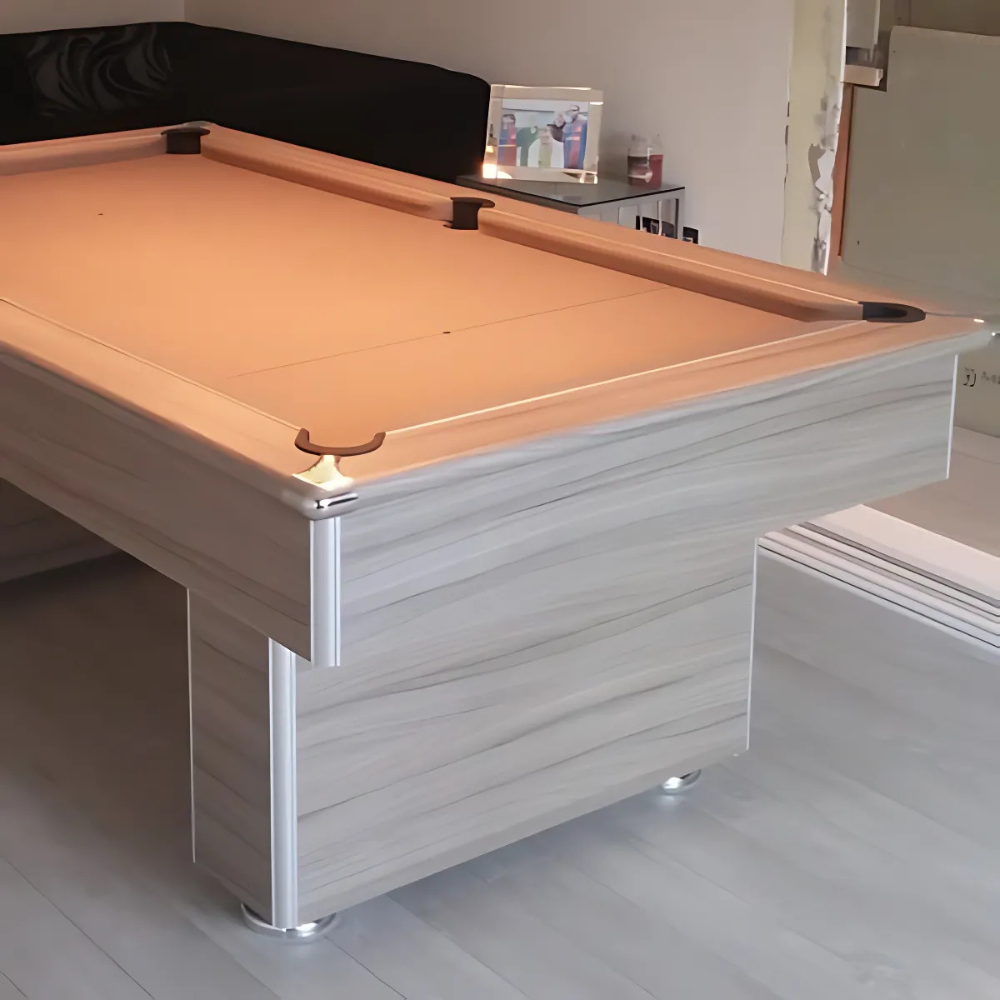 Classic Slimline Slate Bed Pool Table | Driftwood | Elite Pro Bankers Grey Cloth