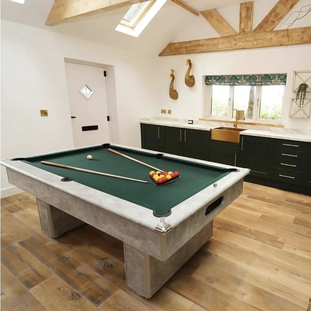 Classic Slimline Slate Bed Pool Table | Italian Grey | Smart Ranger Green Cloth
