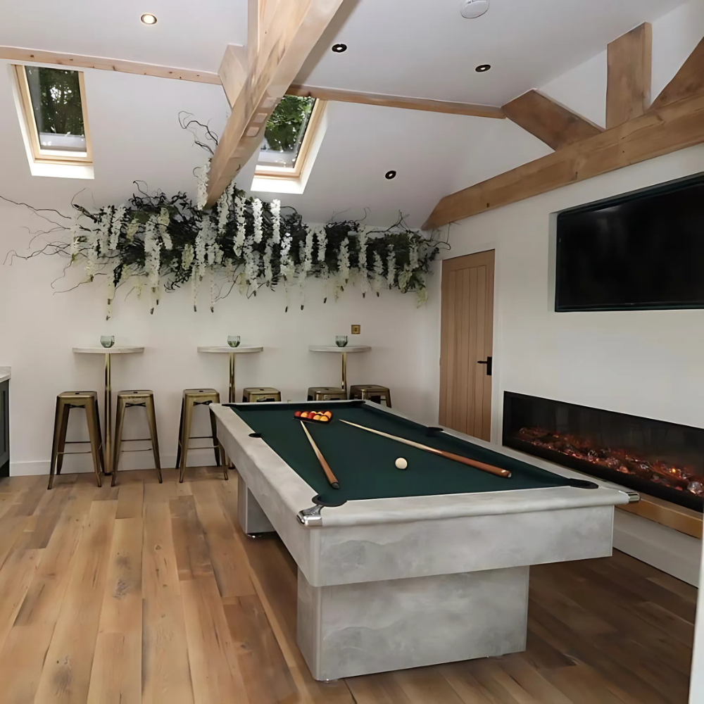Classic Slimline Slate Bed Pool Table | Italian Grey | Smart Ranger Green Cloth