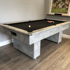 Classic Slimline Slate Bed Pool Table | Italian Grey | Strachan 777 Black Cloth