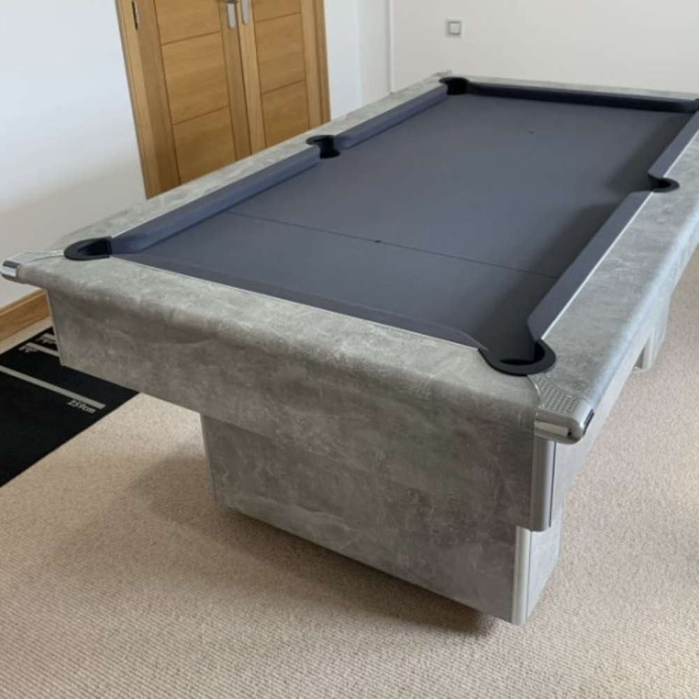 Classic Slimline Slate Bed Pool Table | Italian Grey | Smart Navy Cloth