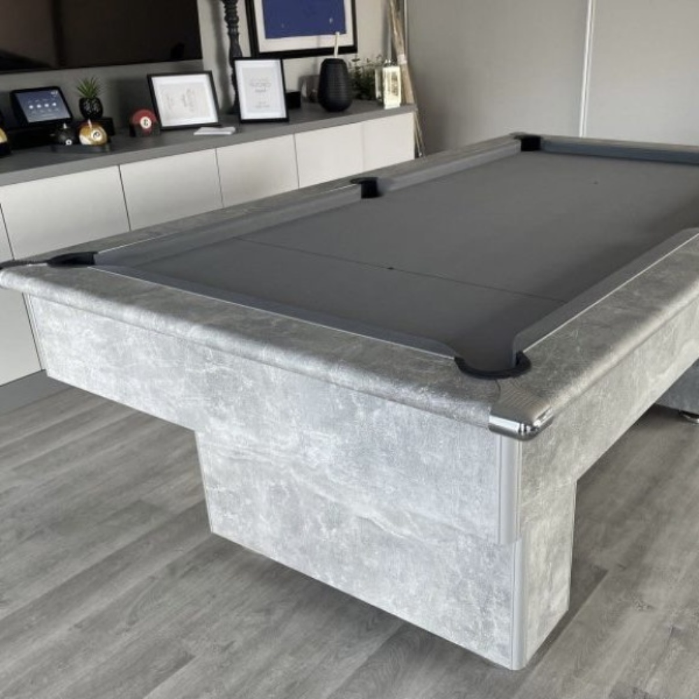 Classic Slimline Slate Bed Pool Table | Italian Grey | Strachan 777 Grey Cloth