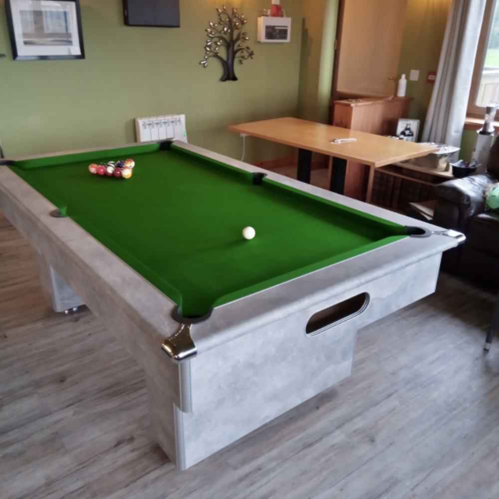 Classic Slimline Slate Bed Pool Table | Italian Grey | Strachan 777 Green Cloth