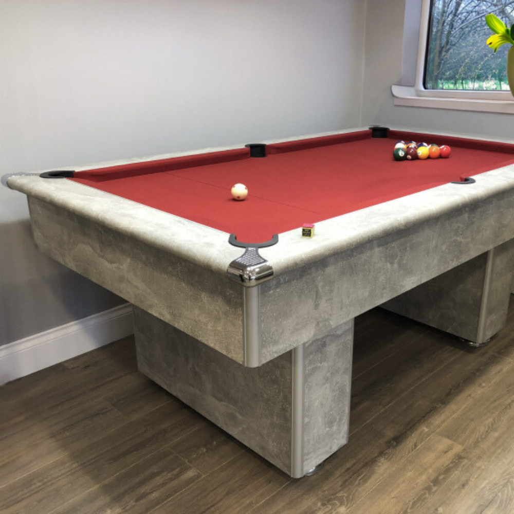 Classic Slimline Slate Bed Pool Table | Italian Grey | Smart Cherry Cloth