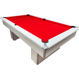 Classic Slimline Slate Bed Pool Table | White | 6ft | Red Cloth | Quick Delivery