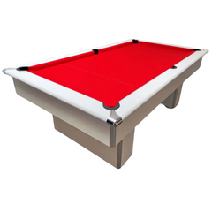 Classic Slimline Slate Bed Pool Table | White | 6ft | Red Cloth | Quick Delivery