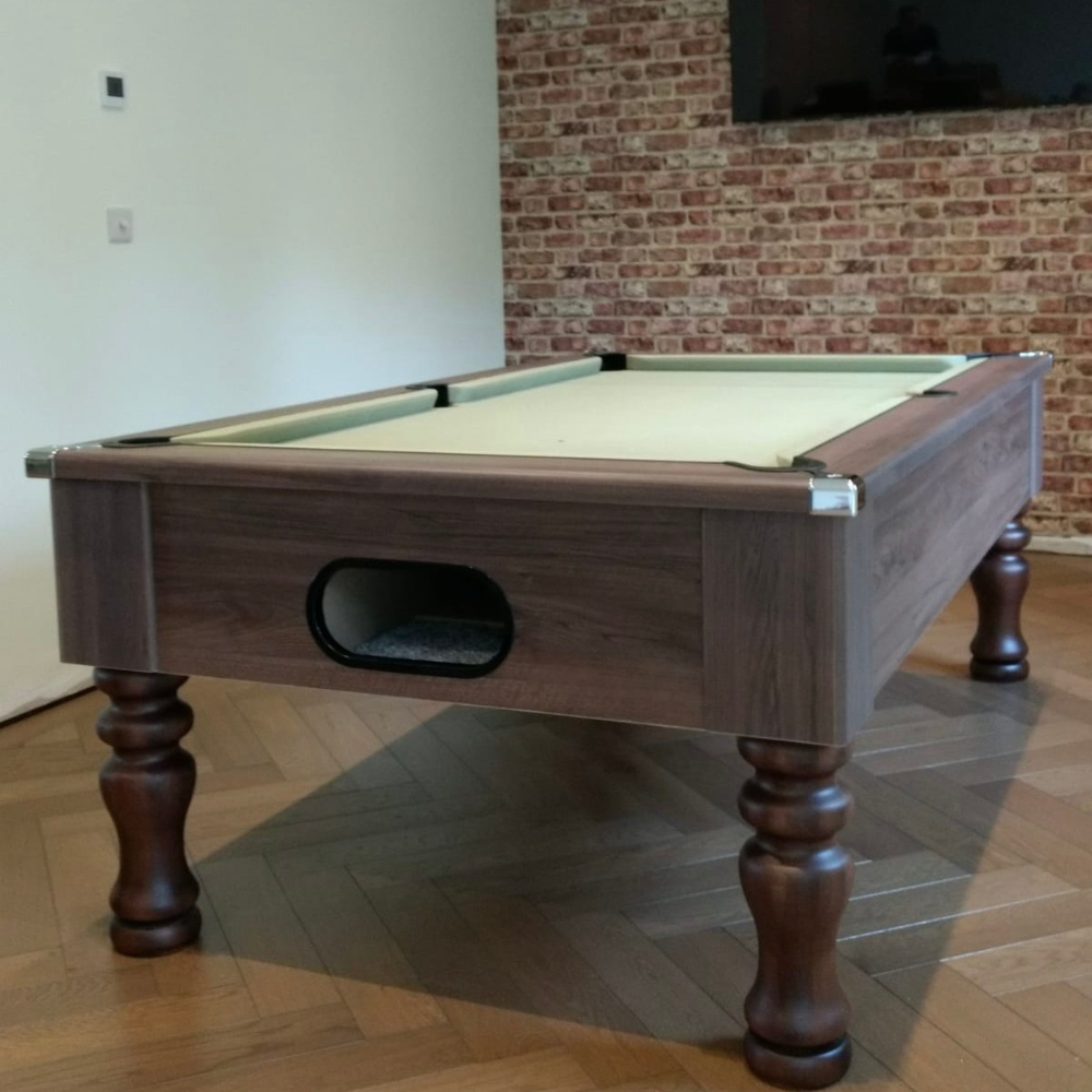 Cry Wolf Slate Bed Indoor Turned Leg Pool Table - Dark Walnut
