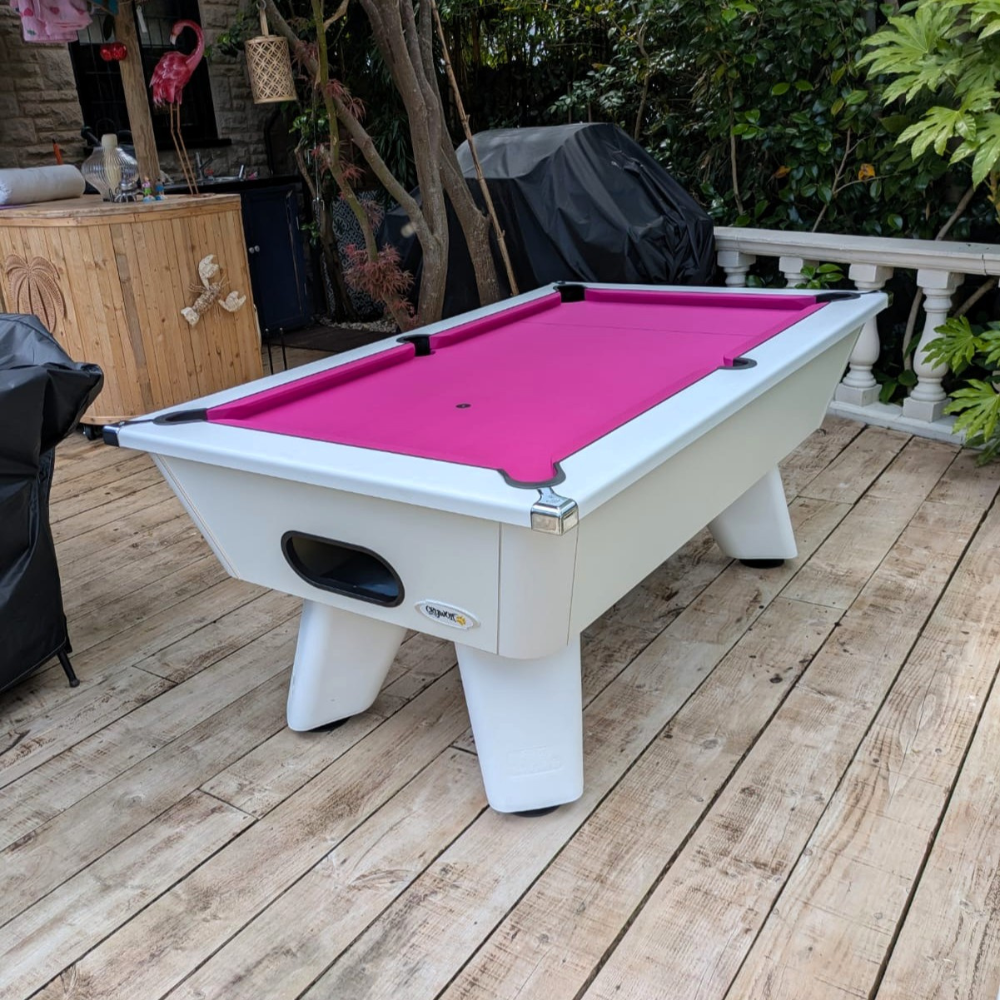 Cry Wolf Slate Bed Outdoor Pool Table - White