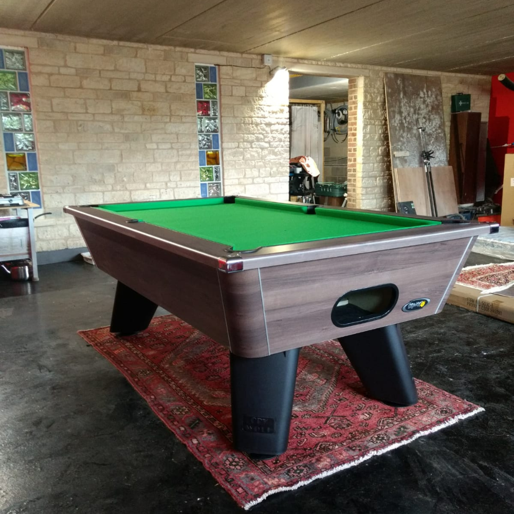 Cry Wolf Indoor Pool Table | Dark Walnut | Smart Olive Cloth