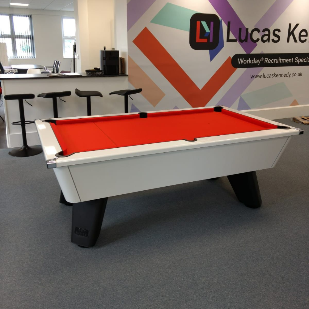 Cry Wolf Indoor Pool Table | White | Smart Orange Cloth