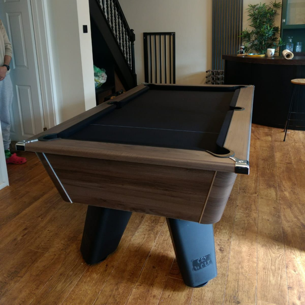 Cry Wolf Indoor Pool Table | Dark Walnut | Smart Black Cloth