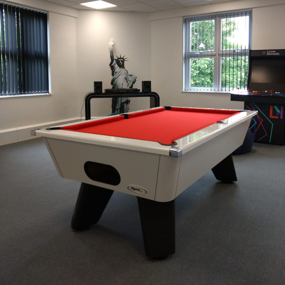Cry Wolf Indoor Pool Table | White | Smart Orange Cloth