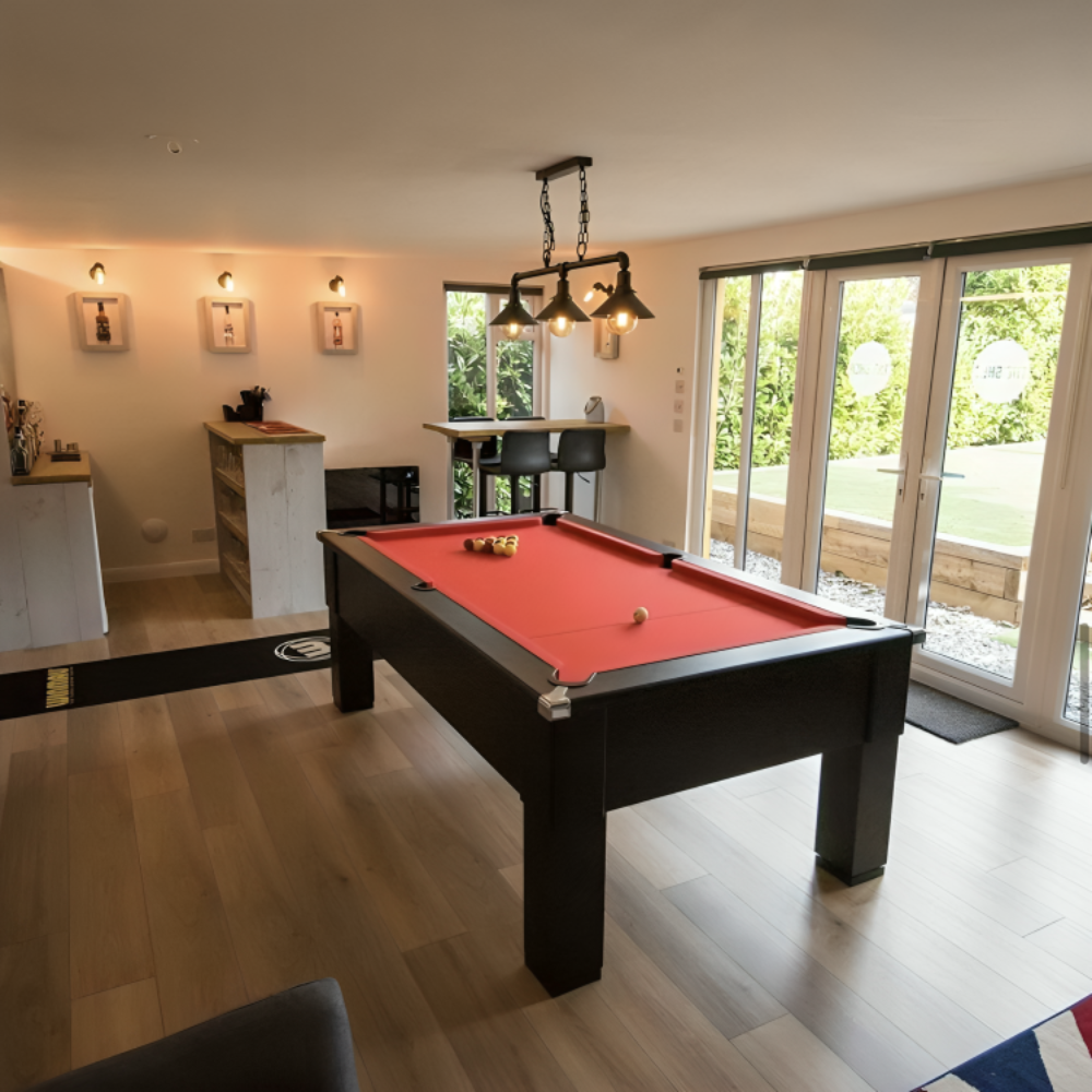 Cry Wolf Square Leg Pool Table | Black | Smart Red Cloth