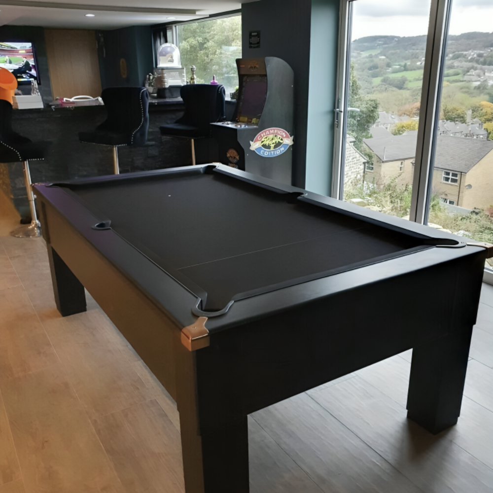 Cry Wolf Square Leg Pool Table | Black | Elite Pro Black Cloth