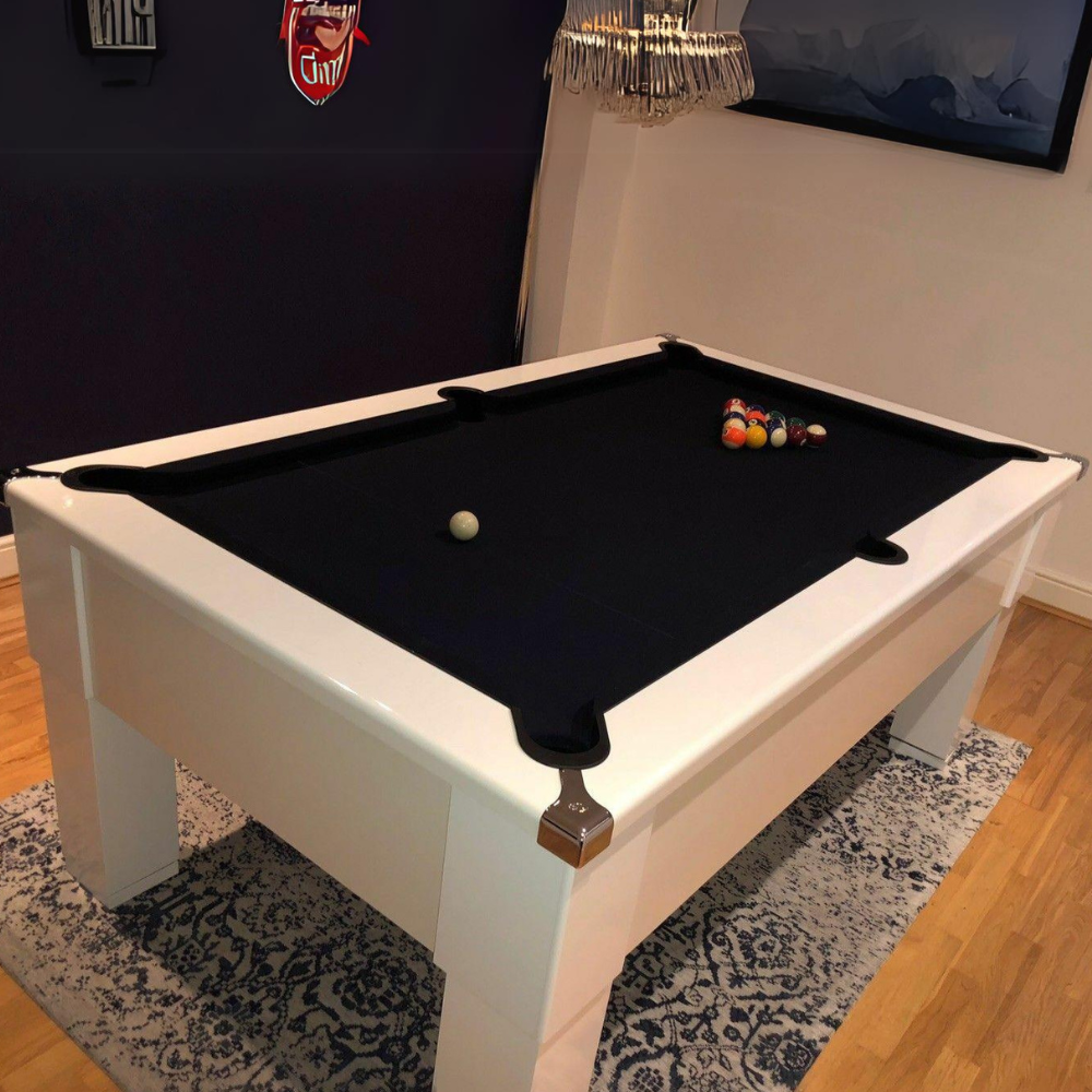 Cry Wolf Square Leg Pool Table | White | Smart Black Cloth