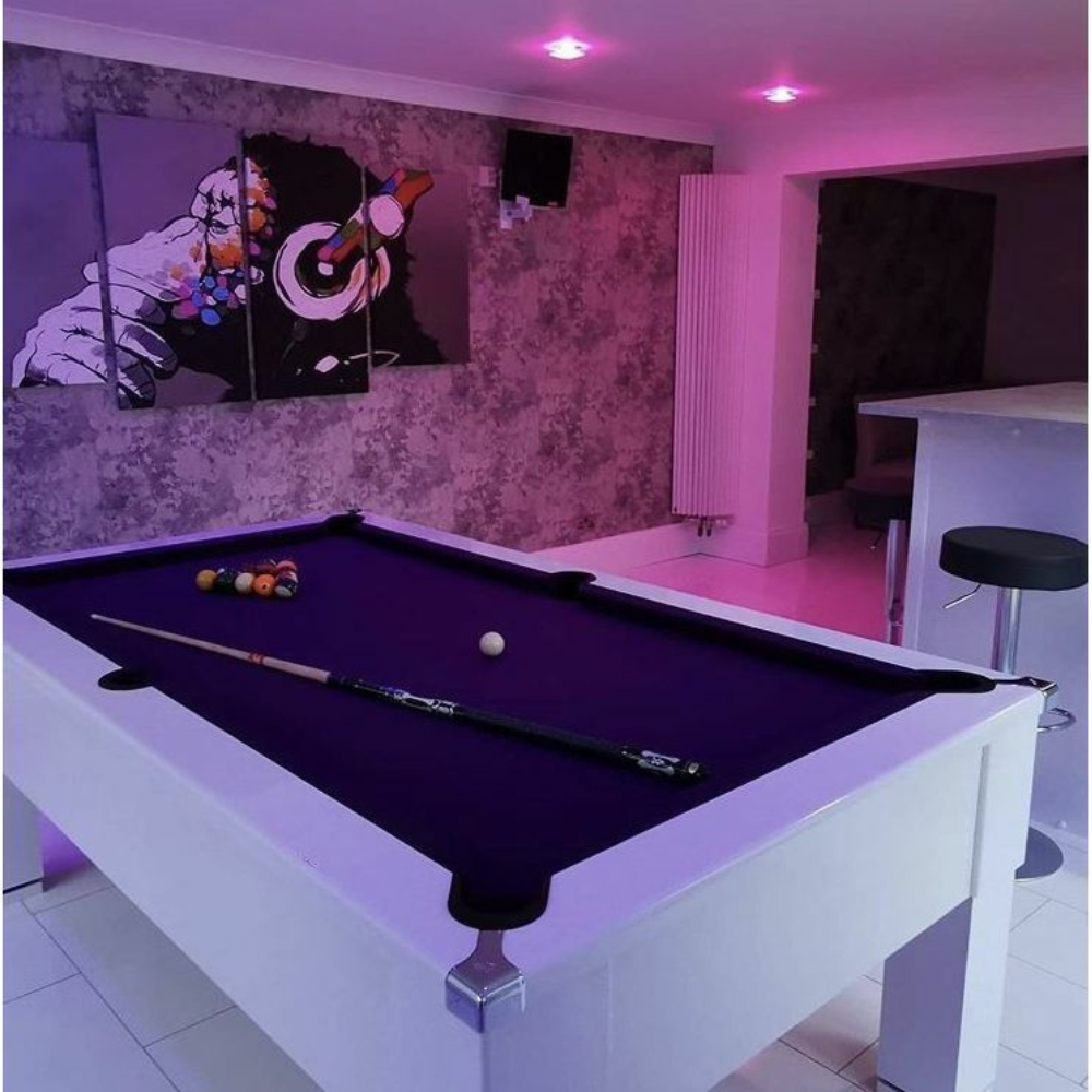 Cry Wolf Square Leg Pool Table | White | Smart Black Cloth