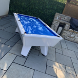 Cry Wolf Outdoor Pool Table | White | Elite Pro Royal Blue Cloth