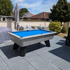 Cry Wolf Outdoor Pool Table | Urban Grey | Elite Pro Royal Blue Cloth