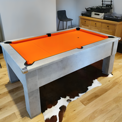 Cry Wolf Square Leg Pool Table | Urban Grey | Elite Pro Orange Cloth