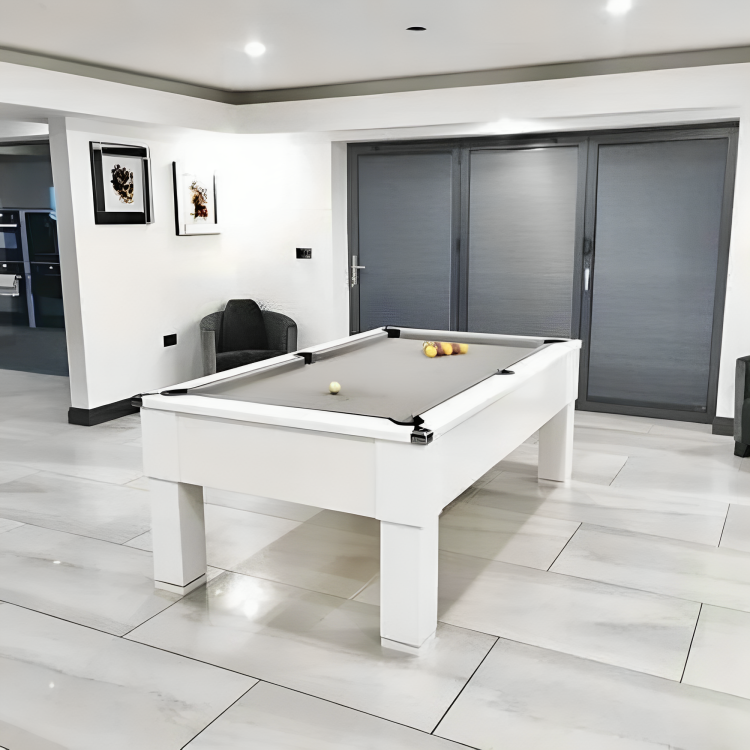 Cry Wolf Square Leg Pool Table | White | Smart Silver Cloth