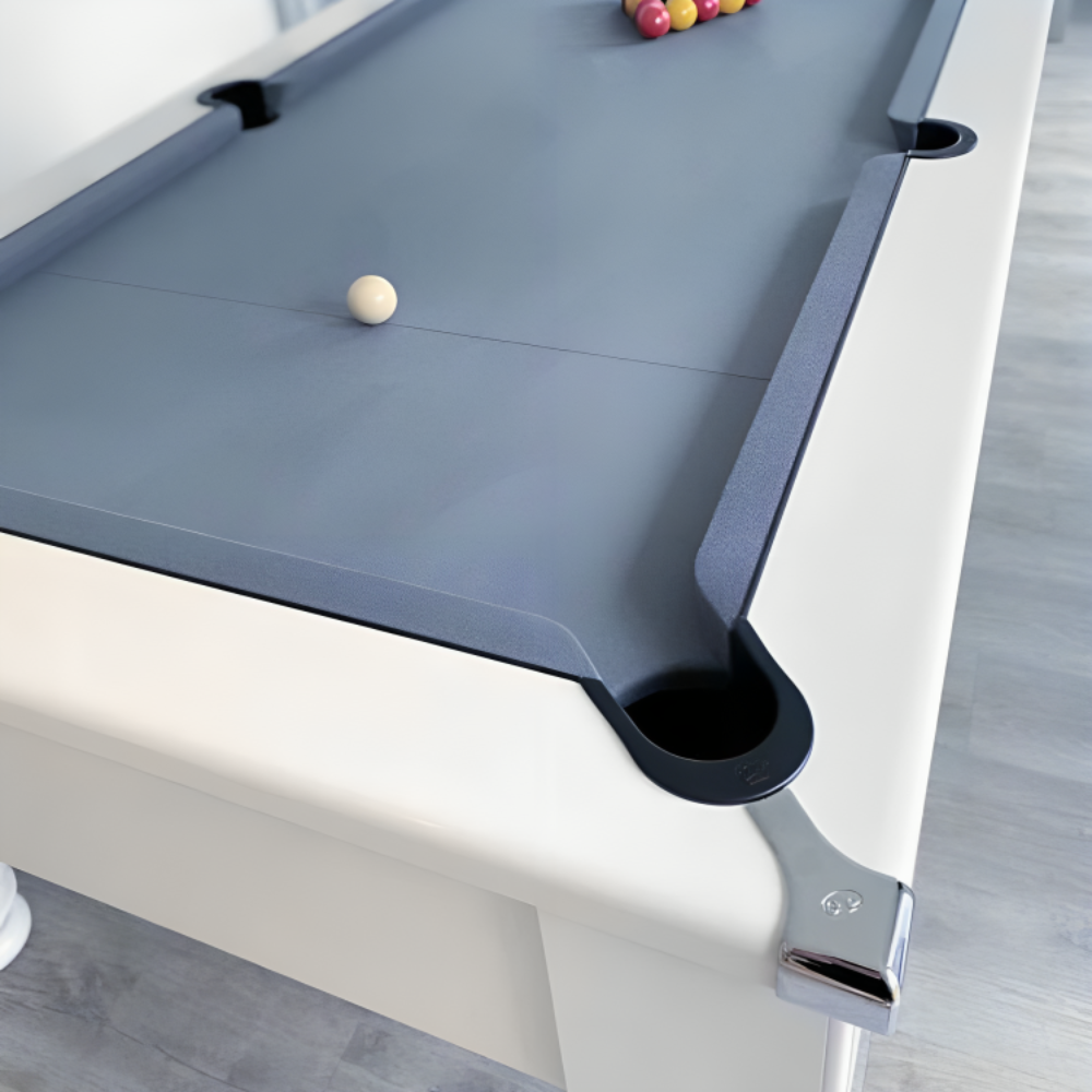 Cry Wolf Square Leg Pool Table | White | Elite Pro Bankers Grey Cloth