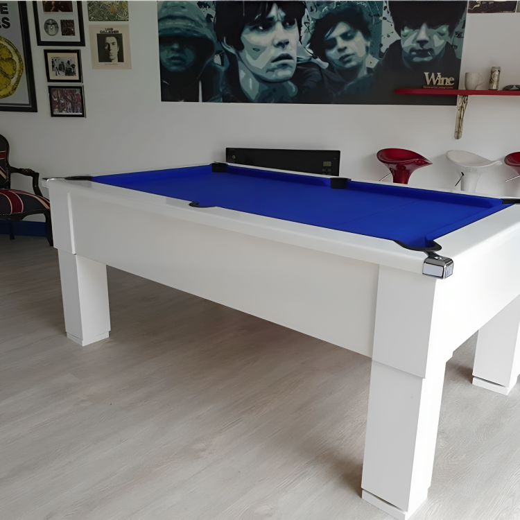 Cry Wolf Square Leg Pool Table | White | Smart Royal Blue Cloth