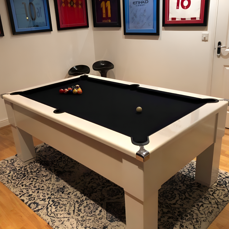 Cry Wolf Square Leg Pool Table | White | Smart Black Cloth
