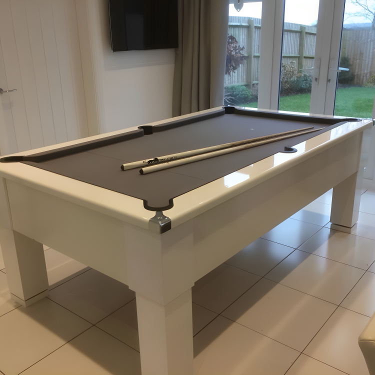 Cry Wolf Square Leg Pool Table | White | Elite Pro Charcoal Cloth
