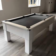 Cry Wolf Square Leg Pool Table | White | Smart Black Cloth