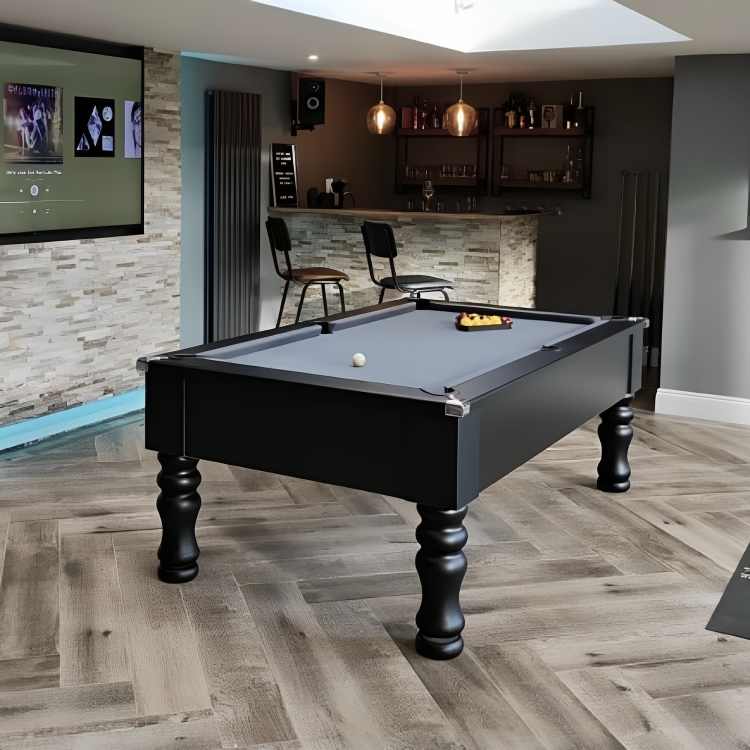 Cry Wolf Turned Leg Pool Table | Black | Smart Silver Cloth
