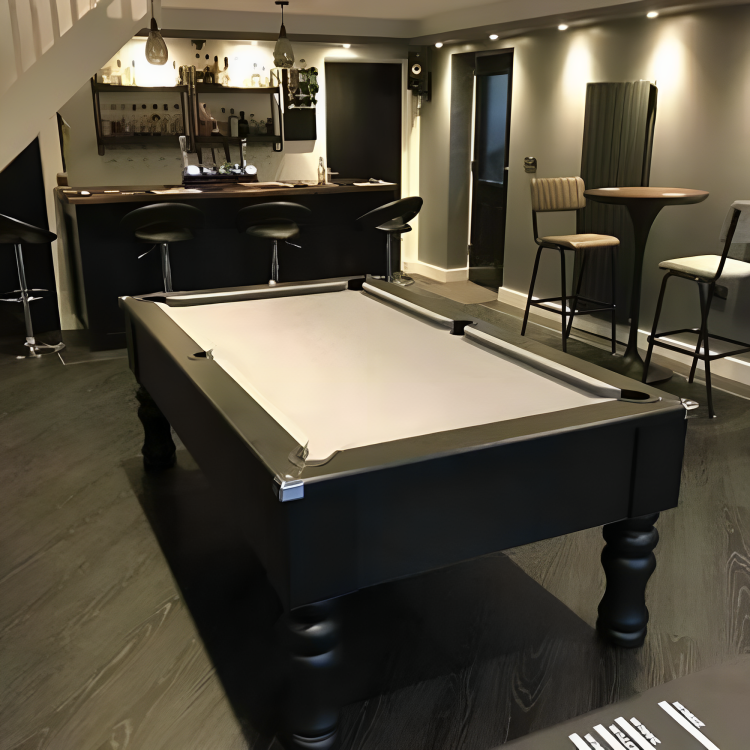 Cry Wolf Turned Leg Pool Table | Black | Smart Silver Cloth