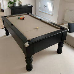 Cry Wolf Turned Leg Pool Table | Black | Smart Taupe Cloth