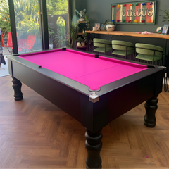 Cry Wolf Turned Leg Pool Table | Black | Elite Pro Fuchsia Cloth