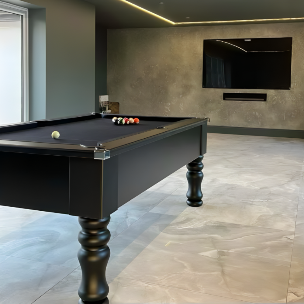 Cry Wolf Turned Leg Pool Table | Black | Elite Pro Black Cloth