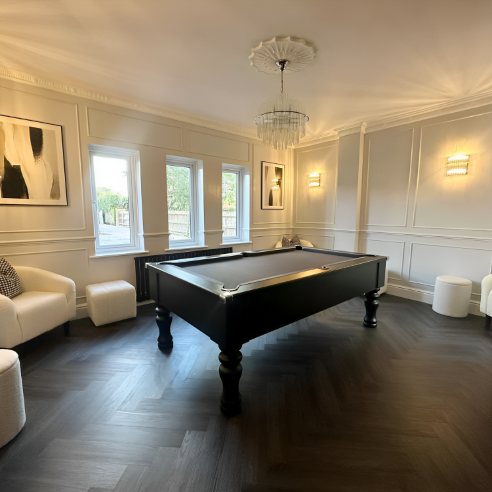 Cry Wolf Turned Leg Pool Table | Black | Smart Black Cloth