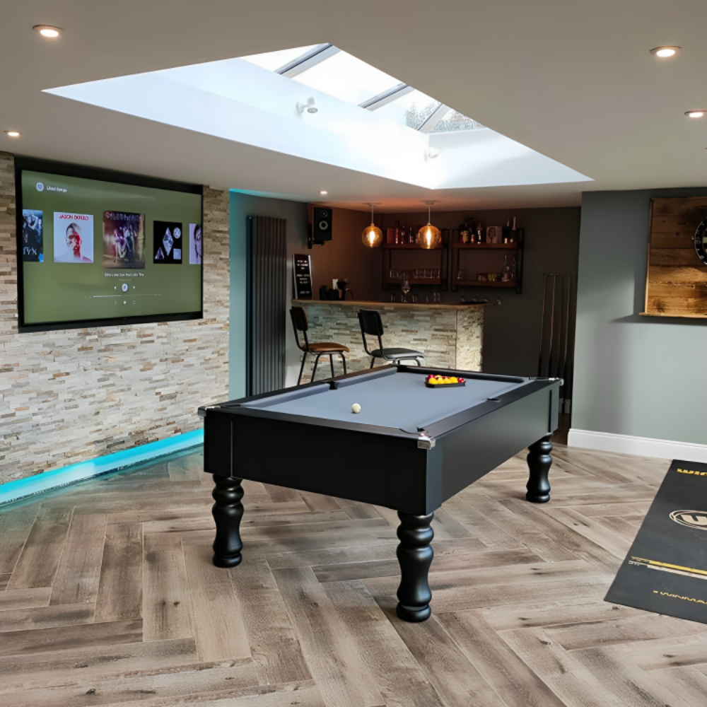Cry Wolf Turned Leg Pool Table | Black | Smart Silver Cloth