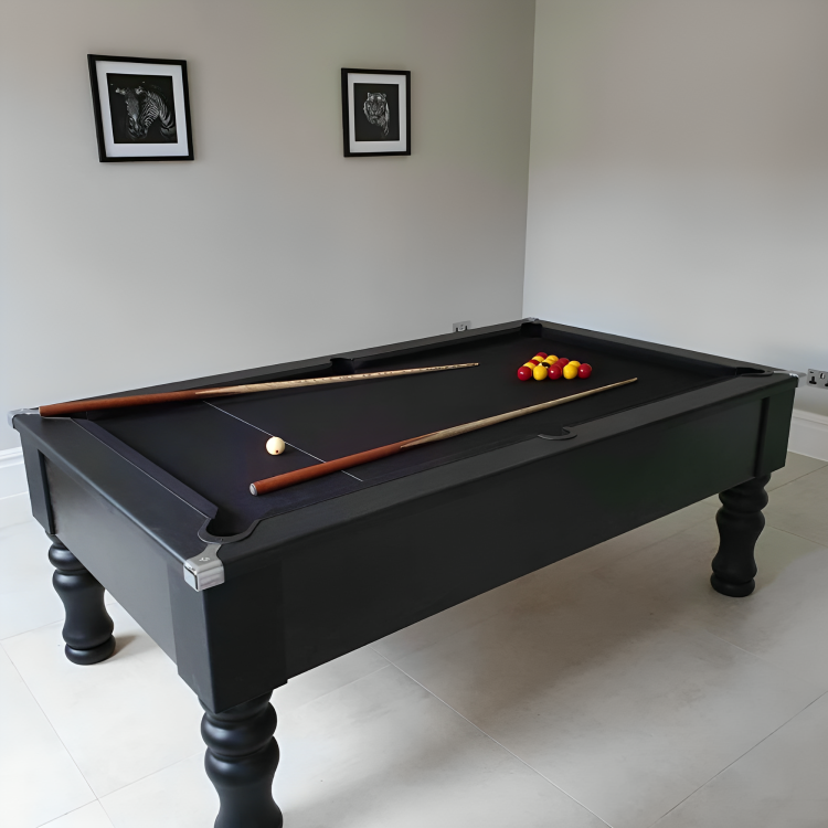 Cry Wolf Turned Leg Pool Table | Black | Smart Black Cloth