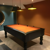 Cry Wolf Turned Leg Pool Table | Black | Elite Pro Orange Cloth