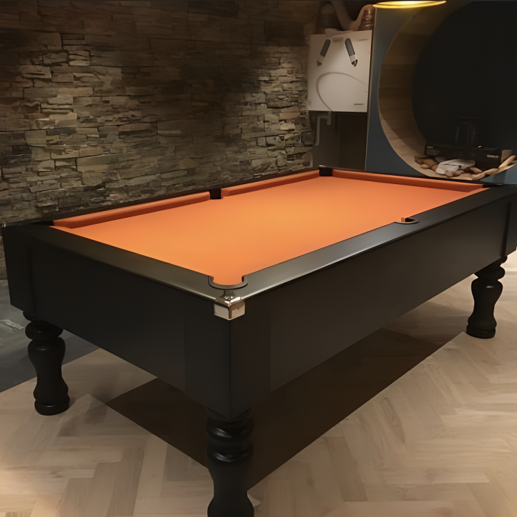 Cry Wolf Turned Leg Pool Table | Black | Smart Orange Cloth