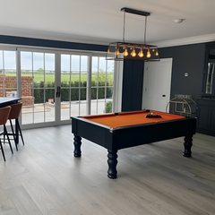 Cry Wolf Turned Leg Pool Table | Black | Smart Orange Cloth
