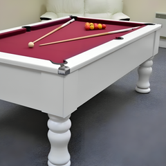 Cry Wolf Turned Leg Pool Table | White | Elite Pro Red Cloth