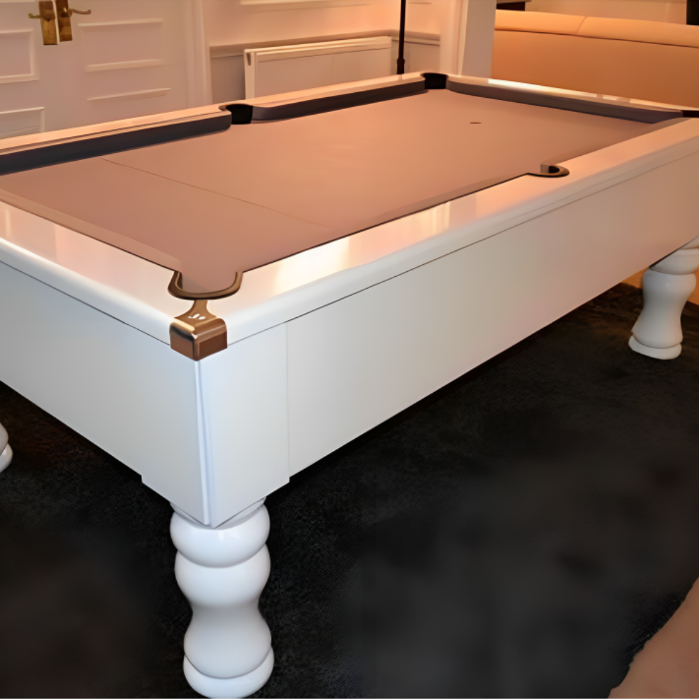 Cry Wolf Turned Leg Pool Table | White | Smart Silver Cloth