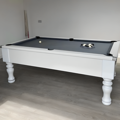 Cry Wolf Turned Leg Pool Table | White | Elite Pro Charcoal Cloth