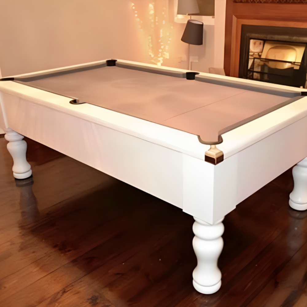 Cry Wolf Turned Leg Pool Table | White | Smart Silver Cloth