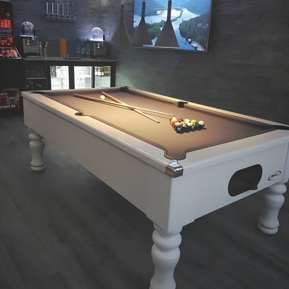 Cry Wolf Turned Leg Pool Table | White | Smart Silver Cloth