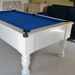 Cry Wolf Turned Leg Pool Table | White | Elite Pro Royal Blue Cloth